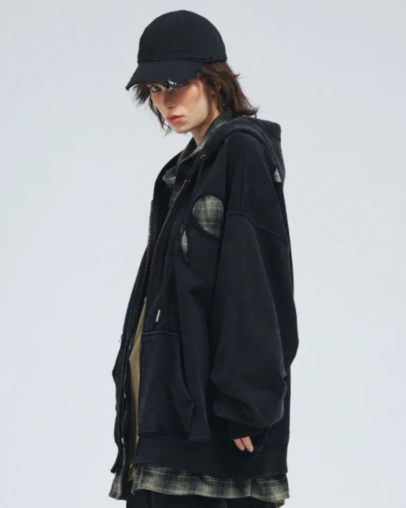 Stylish Ripped Unisex Hoodie Set - hoodie - Unisex Stylish Ripped Hoodie Set in Black and Green