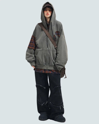 Stylish Ripped Unisex Hoodie Set -  unisex - Unisex Stylish Ripped Hoodie Set in Black and Green