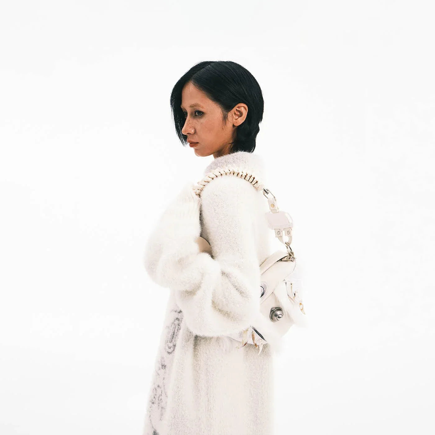 Stylish Skeleton-Inspired Fur Bag -  sustainable fashion bag - Stylish Skeleton-Inspired Faux Fur Handbag