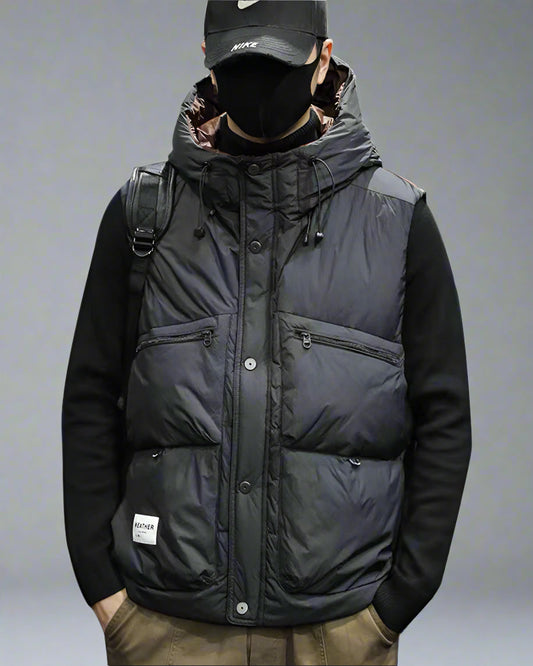 Stylish Stand Collar Winter Vest - techwear-core - Chic Stand Collar Winter Vest for Comfort