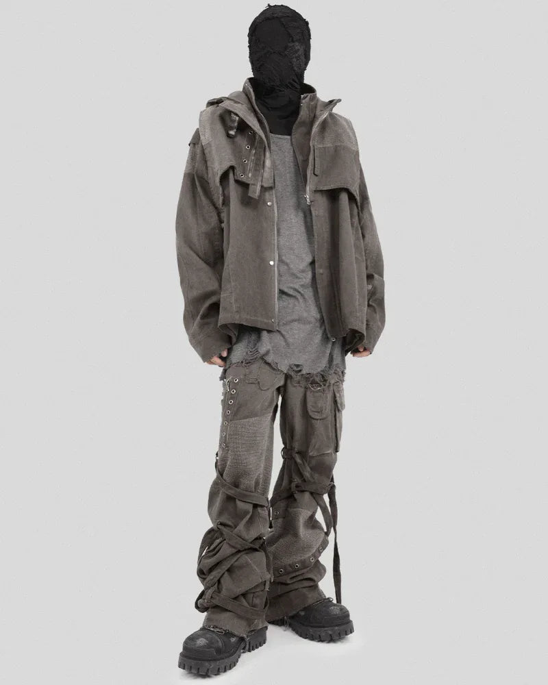Stylish Strapped Patchwork Cargo Pants -  stylish pants - Stylish Strapped Patchwork Cargo Pants for Comfort