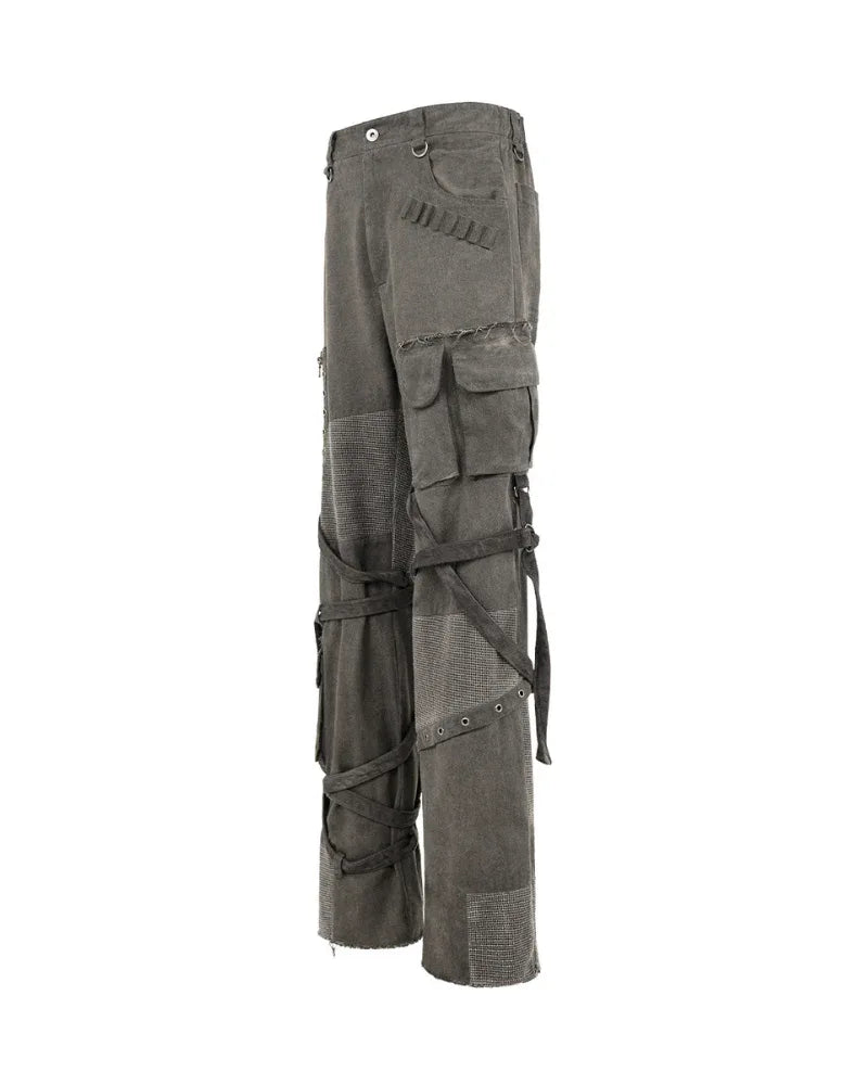 Stylish Strapped Patchwork Cargo Pants -  techwear pants - Stylish Strapped Patchwork Cargo Pants for Comfort