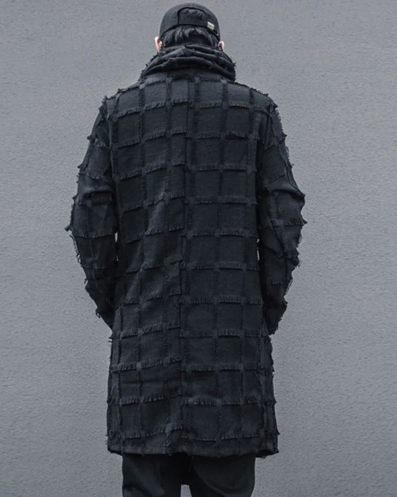 Stylish Striped Fringe Coat - long coat for warmth - Striped Fringe Coat with Tailored Fit and Style