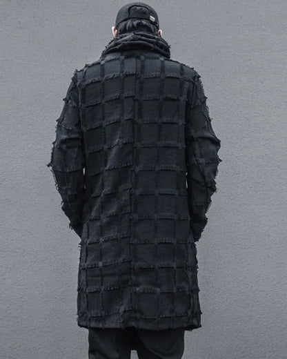Stylish Striped Fringe Coat - long coat for warmth - Striped Fringe Coat with Tailored Fit and Style