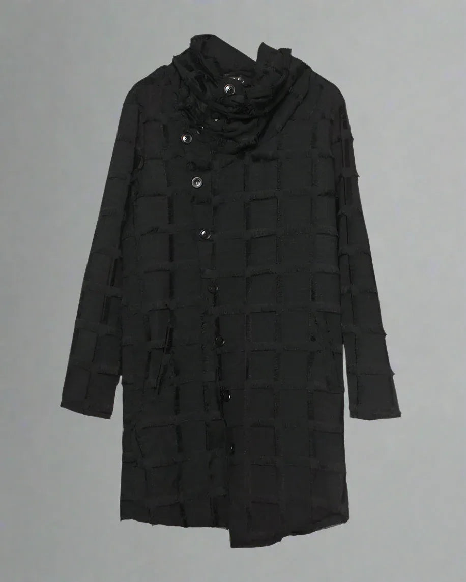 Stylish Striped Fringe Coat -  tailored fit coat - Striped Fringe Coat with Tailored Fit and Style