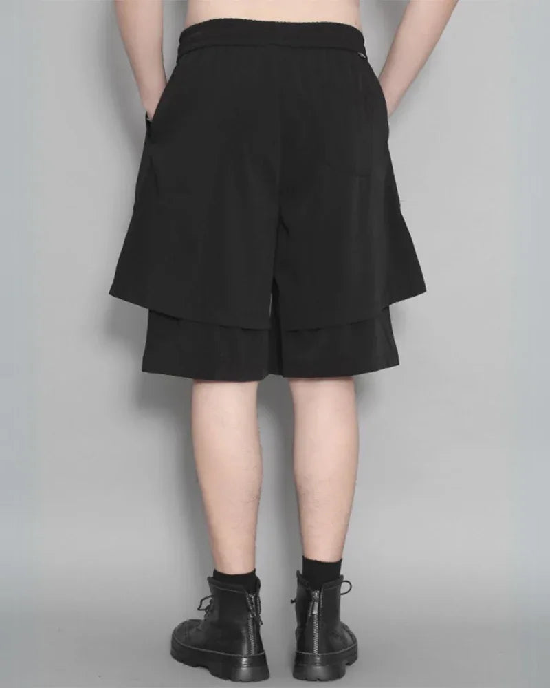 Stylish Summer Tech Shorts -  black shorts - Summer Tech Shorts with Double-Layer Design