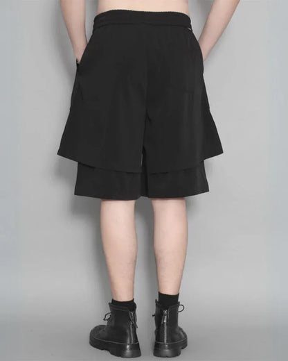 Stylish Summer Tech Shorts -  black shorts - Summer Tech Shorts with Double-Layer Design