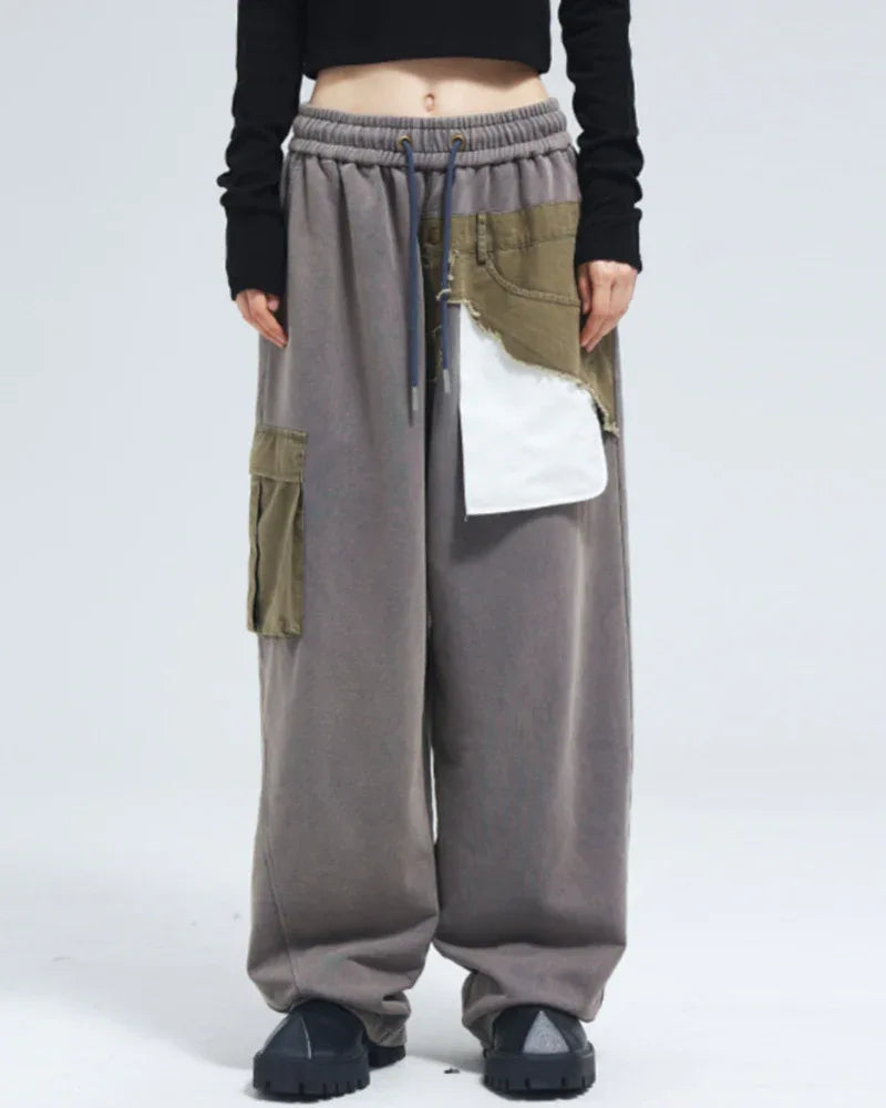 Stylish Unisex Wide-Leg Trousers -  cargo pants - Futuristic Gray Wide-Leg Trousers for Everyone