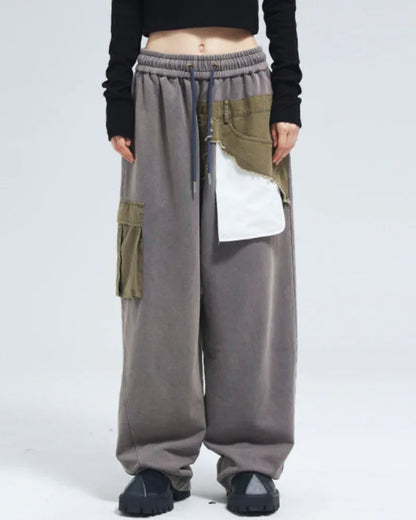 Stylish Unisex Wide-Leg Trousers -  cargo pants - Futuristic Gray Wide-Leg Trousers for Everyone