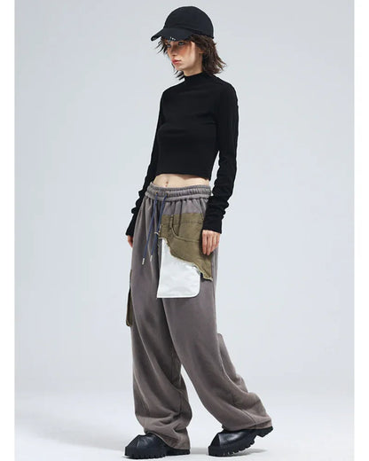 Stylish Unisex Wide-Leg Trousers -  cyberpunk fashion - Futuristic Gray Wide-Leg Trousers for Everyone
