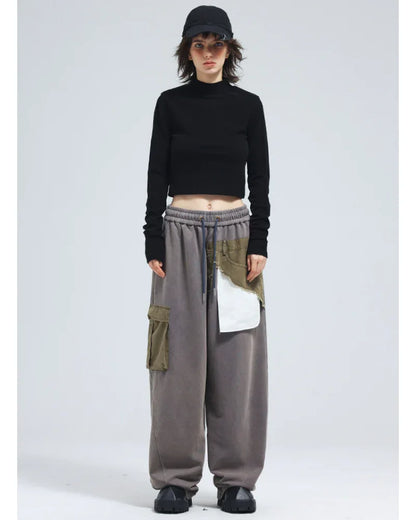 Stylish Unisex Wide-Leg Trousers -  techwear - Futuristic Gray Wide-Leg Trousers for Everyone