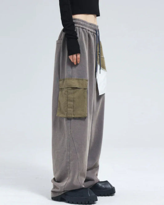 Stylish Unisex Wide-Leg Trousers - wide-leg trousers - Futuristic Gray Wide-Leg Trousers for Everyone