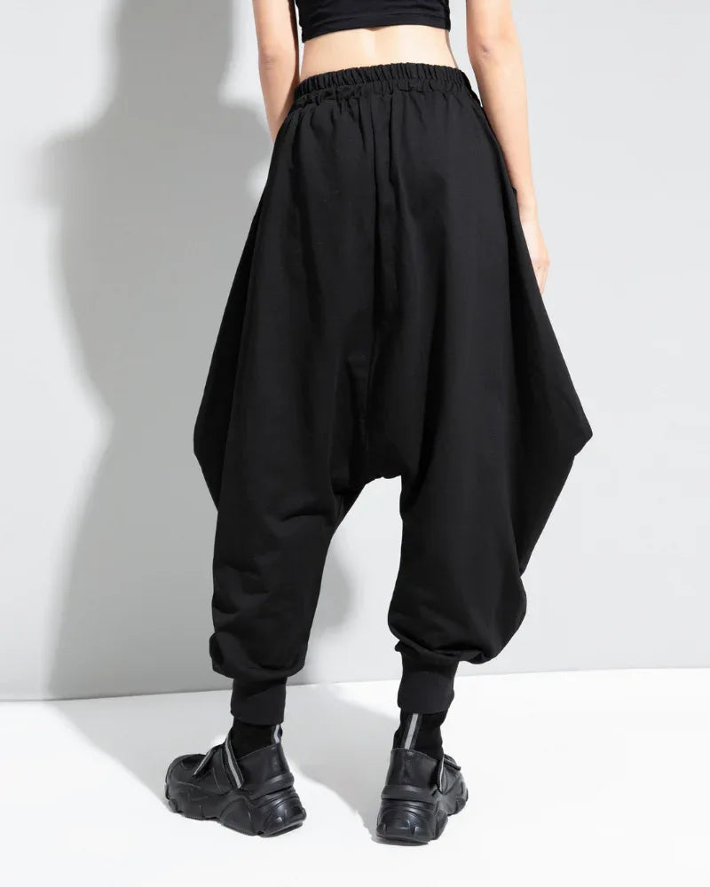 Stylish Wide-Leg Hakama Pants -  black pants - Stylish Wide-Leg Hakama Pants for Comfort