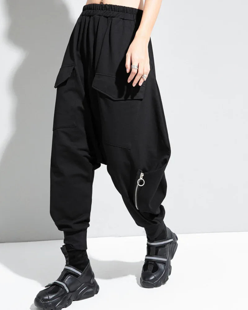 Stylish Wide-Leg Hakama Pants -  comfy fabric pants - Stylish Wide-Leg Hakama Pants for Comfort