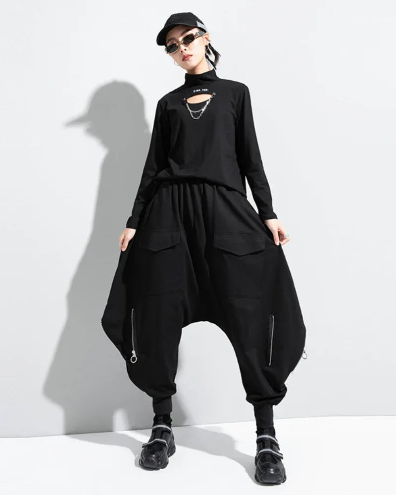 Stylish Wide-Leg Hakama Pants -  techwear - Stylish Wide-Leg Hakama Pants for Comfort