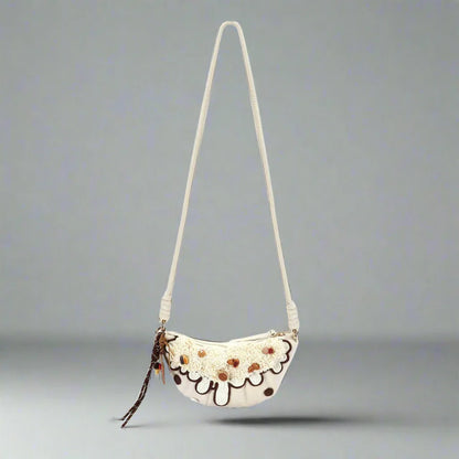 Trendy Cream Croissant Bag - convertible shoulder bag - Charming Cream Croissant Shoulder Bag