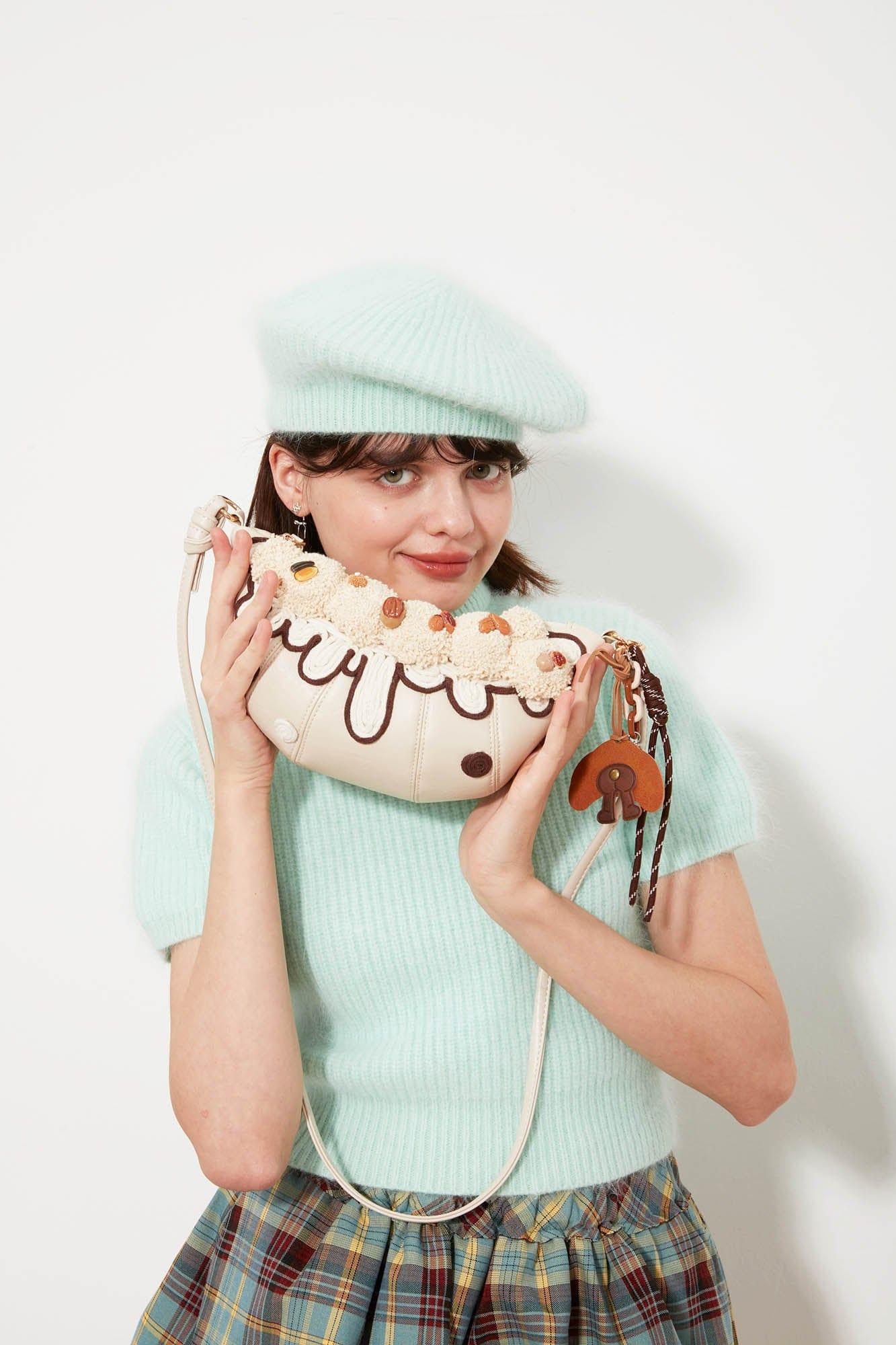 Trendy Cream Croissant Bag - convertible shoulder bag - Charming Cream Croissant Shoulder Bag