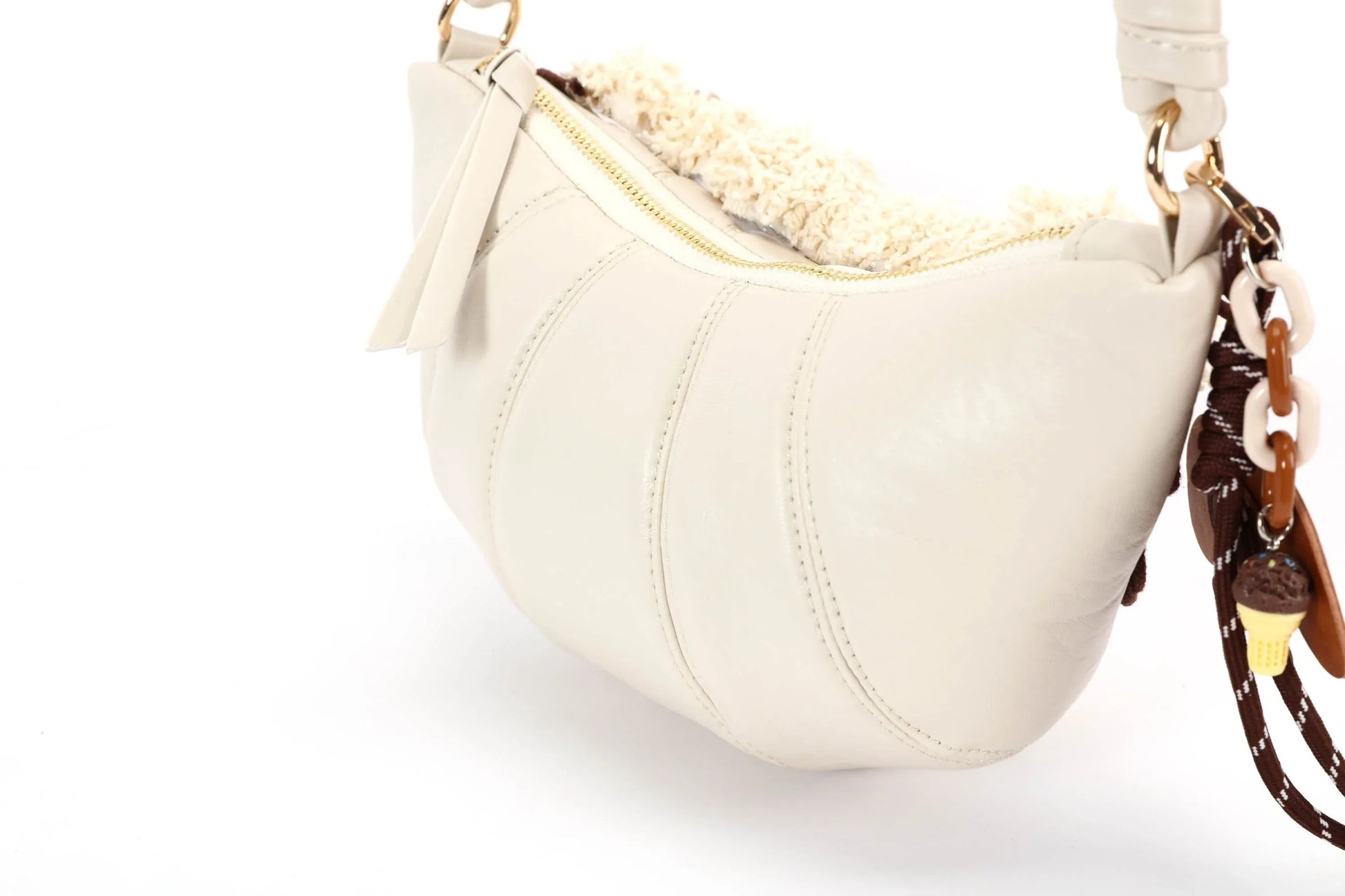 Trendy Cream Croissant Bag -  shoulder bag - Charming Cream Croissant Shoulder Bag
