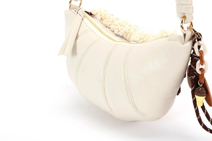 Trendy Cream Croissant Bag -  shoulder bag - Charming Cream Croissant Shoulder Bag