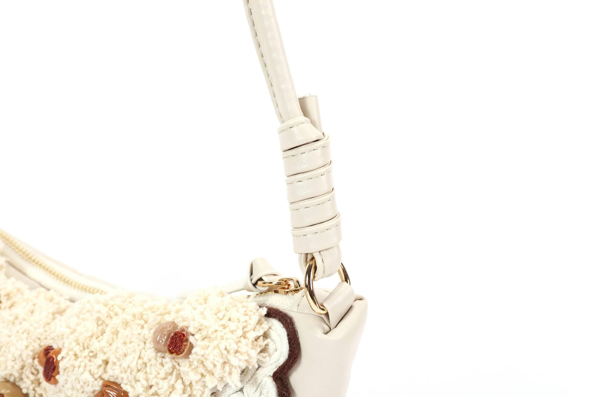 Trendy Cream Croissant Bag -  structured crescent bag - Charming Cream Croissant Shoulder Bag