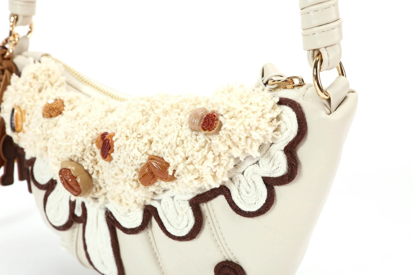 Trendy Cream Croissant Bag -  stylish accessory - Charming Cream Croissant Shoulder Bag
