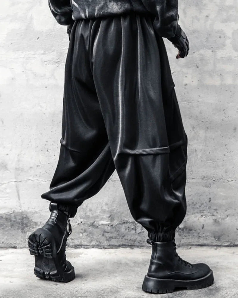Trendy Draped Tapered Crops -  black pants - Trendy Draped Tapered Crop Pants for Every Occasion