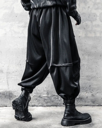 Trendy Draped Tapered Crops -  black pants - Trendy Draped Tapered Crop Pants for Every Occasion