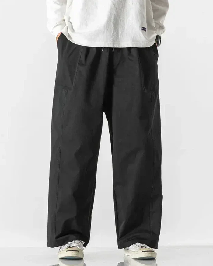 Trendy Hakama Streetwear Pants -  gray pants - Trendy Hakama Streetwear Pants for Comfort