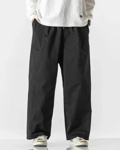 Trendy Hakama Streetwear Pants -  gray pants - Trendy Hakama Streetwear Pants for Comfort