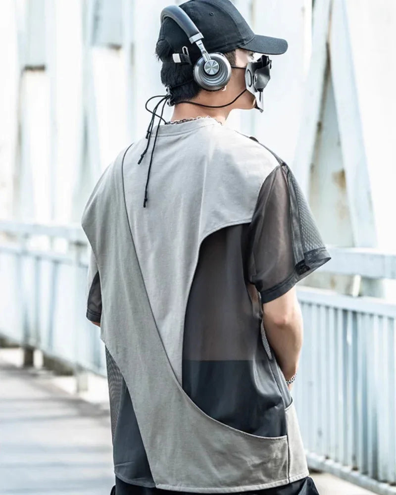 Trendy Hollow Stitch Top -  cotton t-shirt - Hollow Stitched Urban Style T-Shirt for Casual Wear