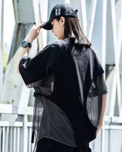 Trendy Hollow Stitch Top -  irregular stitching top - Hollow Stitched Urban Style T-Shirt for Casual Wear