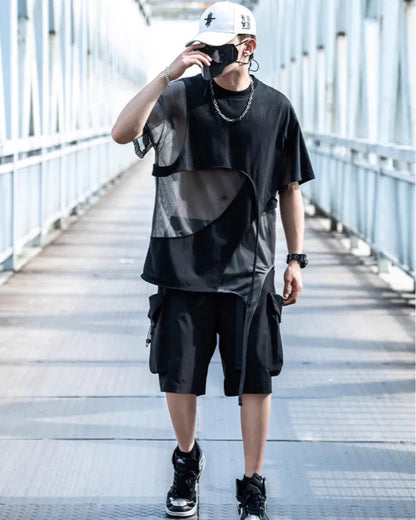 Trendy Hollow Stitch Top -  versatile cotton t-shirt - Hollow Stitched Urban Style T-Shirt for Casual Wear