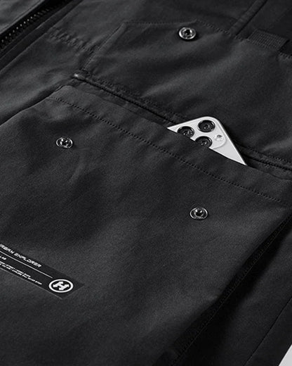 Trendy Hooded Short Sleeve Jacket -  black jacket - Comfy Short Sleeve Hooded Jacket for Urban Style