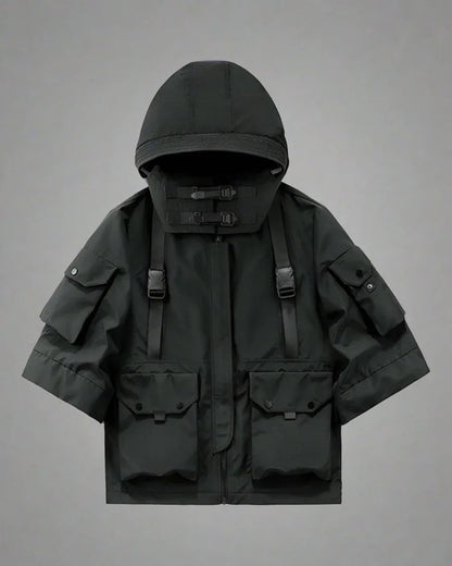 Trendy Hooded Short Sleeve Jacket -  urban streetwear - Comfy Short Sleeve Hooded Jacket for Urban Style