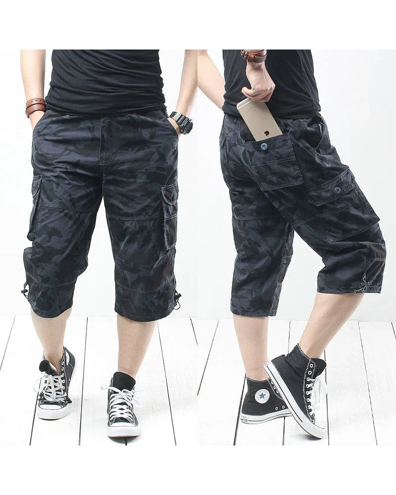 Trendy Oversized Camouflage Cargo Shorts -  durable outdoor shorts - Trendy Oversized Camo Cargo Shorts for Adventurers
