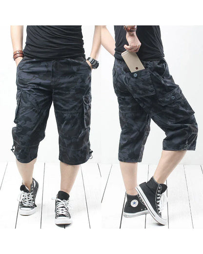 Trendy Oversized Camouflage Cargo Shorts -  durable outdoor shorts - Trendy Oversized Camo Cargo Shorts for Adventurers