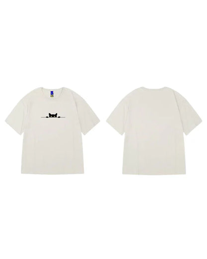 Trendy Oversized Cat Tee - cat tee - Trendy Oversized Cat Tee for Streetwear Style