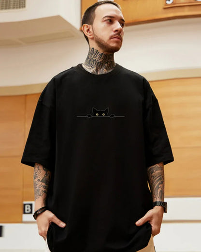 Trendy Oversized Cat Tee -  comfortable oversized fit - Trendy Oversized Cat Tee for Streetwear Style