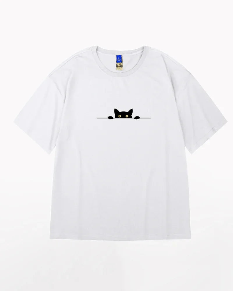 Trendy Oversized Cat Tee -  oversized t-shirt - Trendy Oversized Cat Tee for Streetwear Style