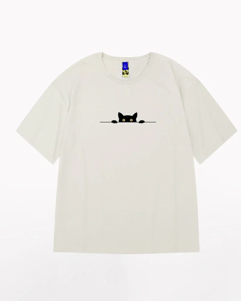 Trendy Oversized Cat Tee -  streetwear - Trendy Oversized Cat Tee for Streetwear Style