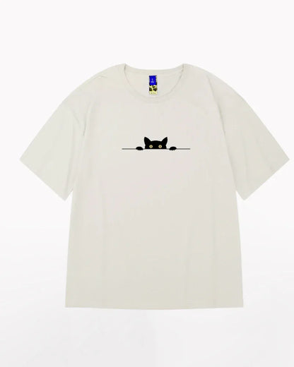 Trendy Oversized Cat Tee -  streetwear - Trendy Oversized Cat Tee for Streetwear Style