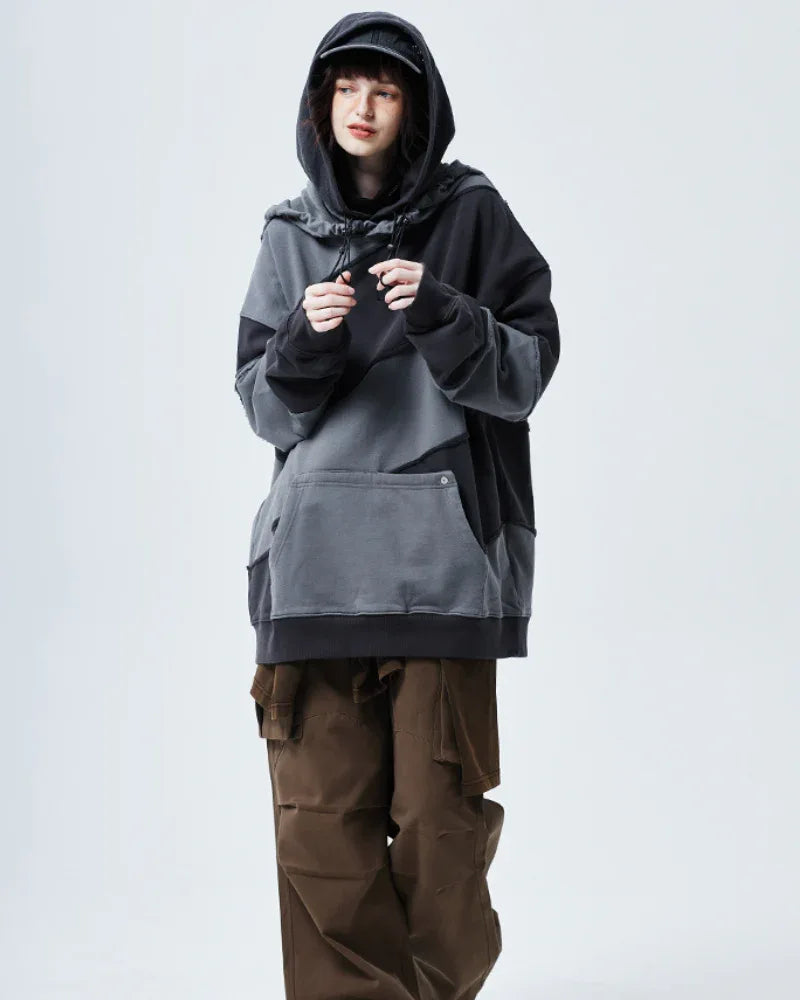 Trendy Patchwork Unisex Hoodie -  comfortable streetwear - Trendy Unisex Hoodie for Streetwear Enthusiasts