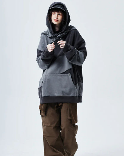 Trendy Patchwork Unisex Hoodie -  comfortable streetwear - Trendy Unisex Hoodie for Streetwear Enthusiasts