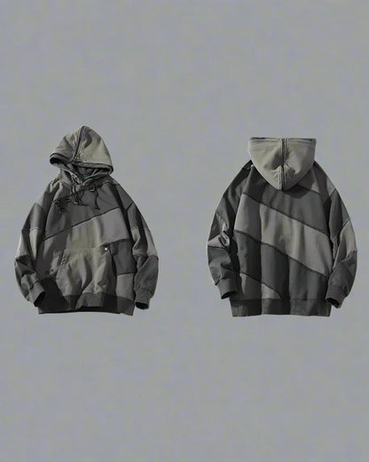 Trendy Patchwork Unisex Hoodie - fashionable techwear hoodie - Trendy Unisex Hoodie for Streetwear Enthusiasts