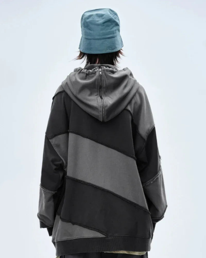 Trendy Patchwork Unisex Hoodie - hoodie - Trendy Unisex Hoodie for Streetwear Enthusiasts