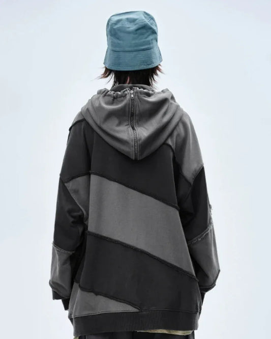 Trendy Patchwork Unisex Hoodie - hoodie - Trendy Unisex Hoodie for Streetwear Enthusiasts