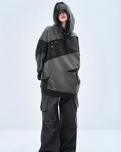 Trendy Patchwork Unisex Hoodie -  streetwear - Trendy Unisex Hoodie for Streetwear Enthusiasts