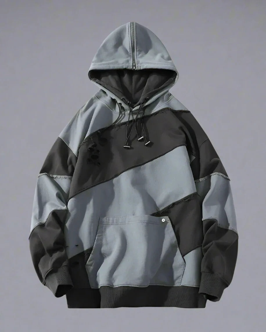 Trendy Patchwork Unisex Hoodie -  techwear - Trendy Unisex Hoodie for Streetwear Enthusiasts