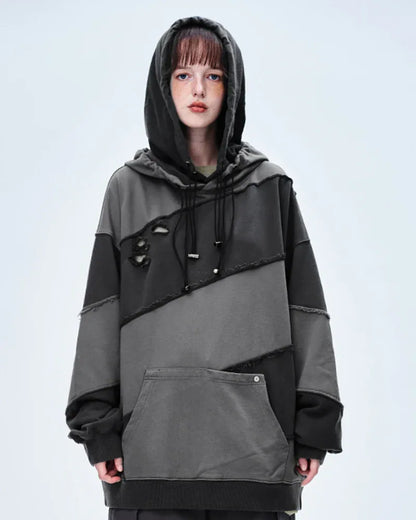 Trendy Patchwork Unisex Hoodie - techwear-core - Trendy Unisex Hoodie for Streetwear Enthusiasts