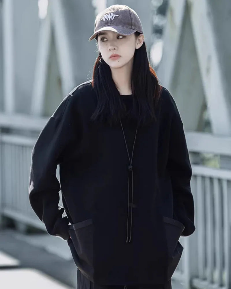 Trendy Unisex Urban Sweatshirt -  black and white sweatshirt - Trendy Unisex Urban Sweatshirt for Everyday Comfort